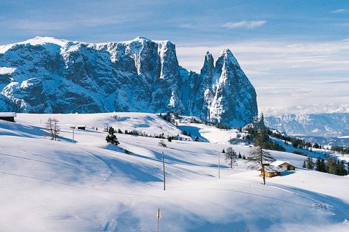 Auf der Seiseralm mit Blick zum Schlern